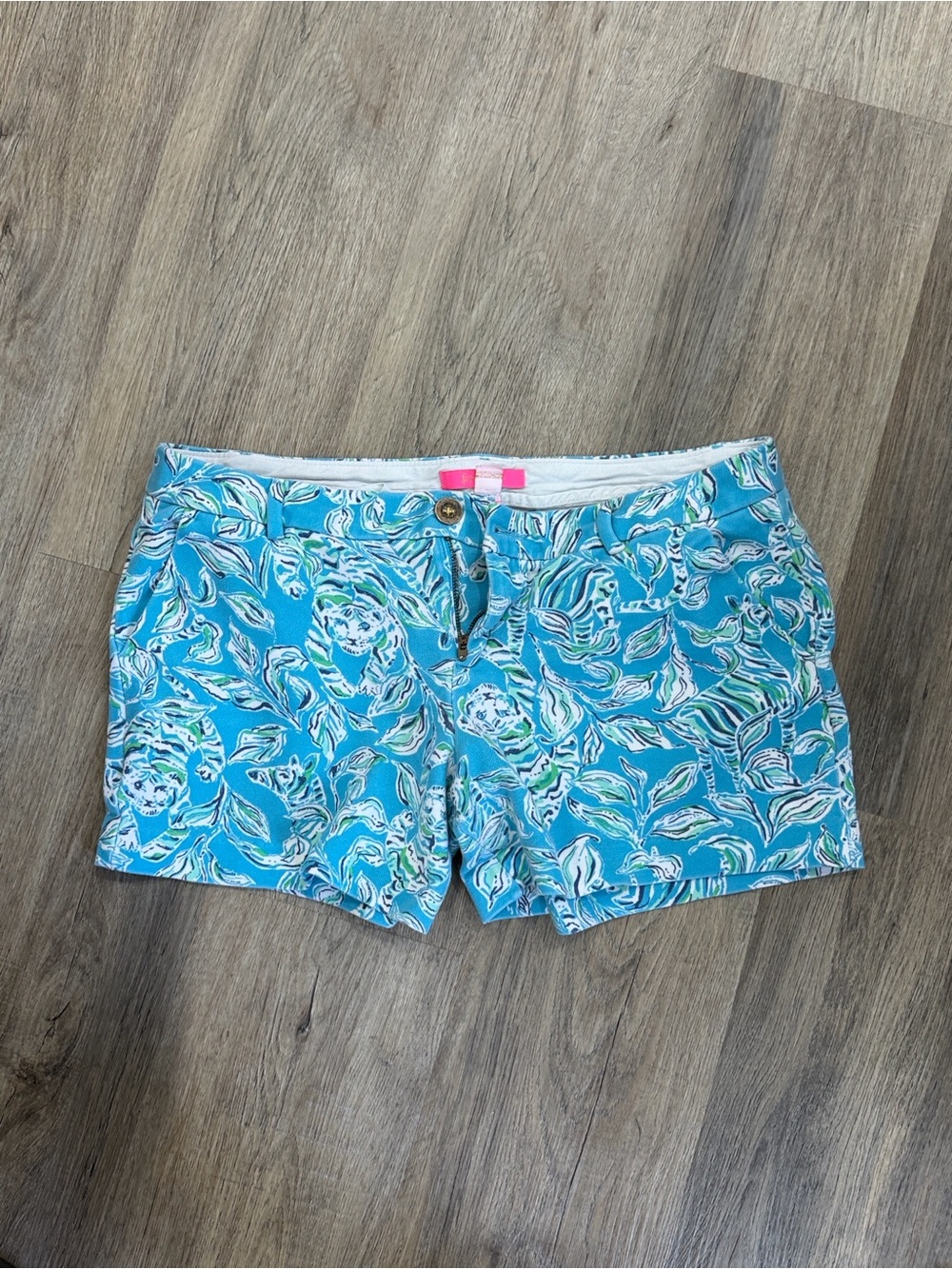 EUC! Lilly Pulitzer Callahan Knit Shorts “Turquoise Oasis Outta Line" - 12